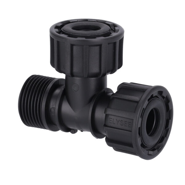 PP-Swivel-T-Stück, AG x IG x IG