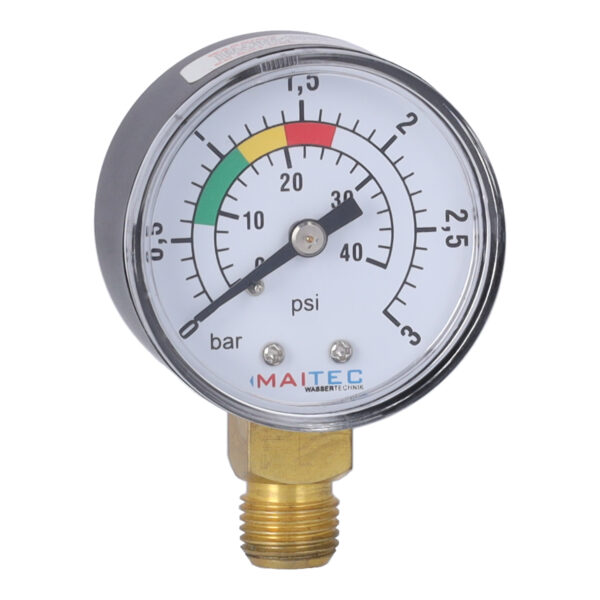 Manometer Ø - 50 mm, inkl. Farbskala, 1/4", 0-3bar